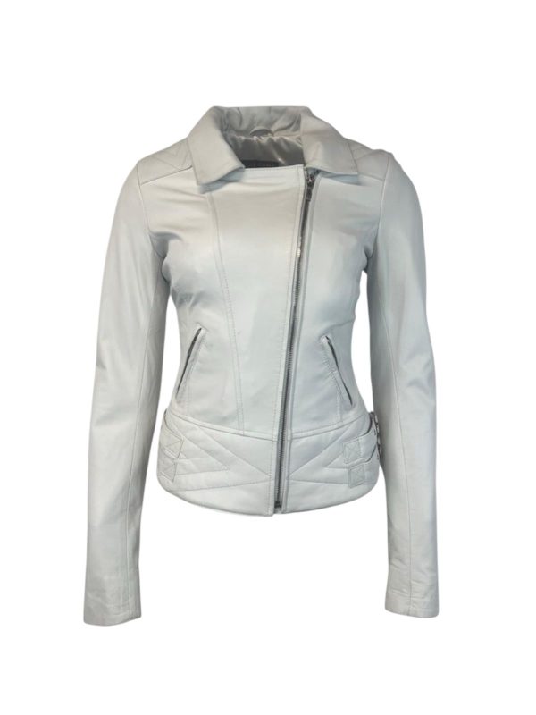 Dames echte leren witte jas - Feride
