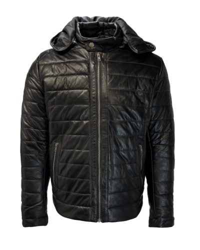 Zwarte Leren heren jas- 100% echt leer-Basic men