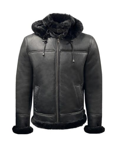 Lammy coat heren zwart echt lamsvacht -Siberië bestellen - BK Leder