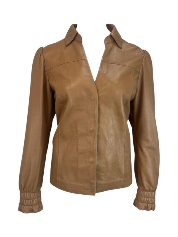 Dames korte bruine echte leren jas - Rinoa
