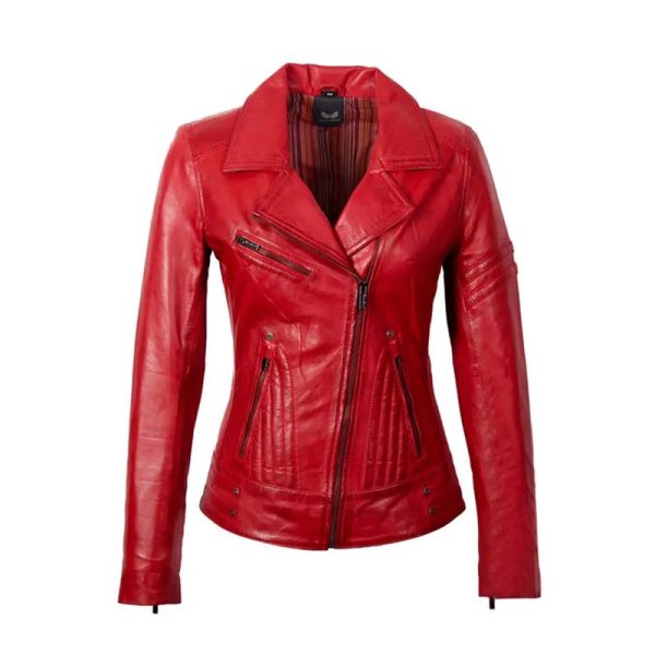 Biker leren jas dames rood