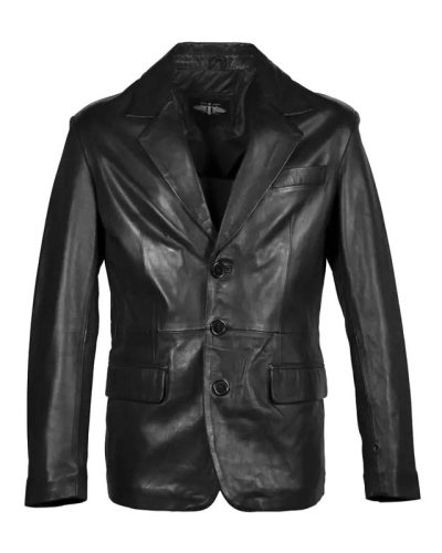 Heren echt leren blazer zwart- Milano