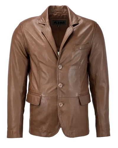 Heren leren blazer men cognac- Milano