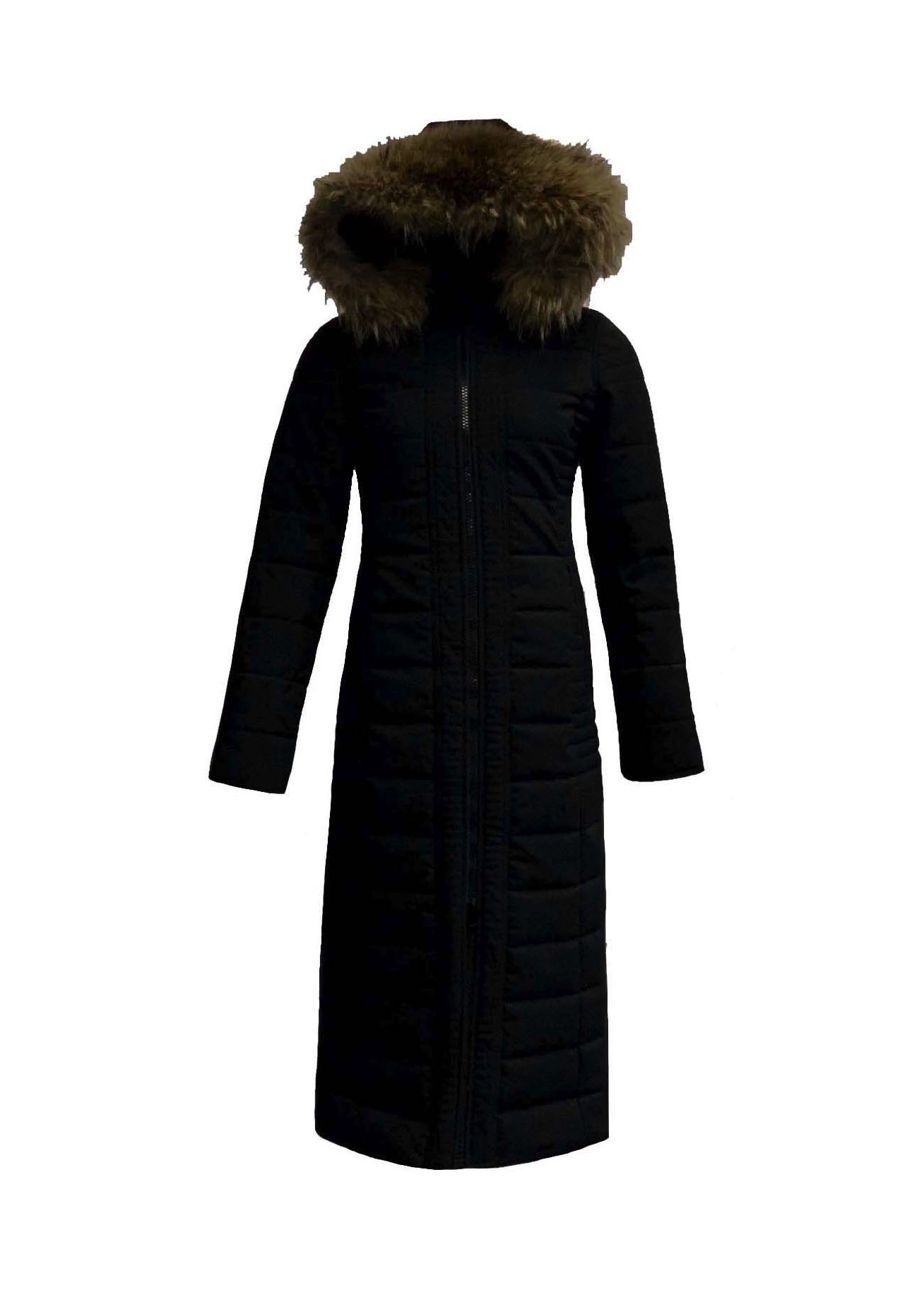 bekken rollen opblijven Lange gewatteerde winterjas voor dames met bontkraag zwart-Moskow – BK Leder