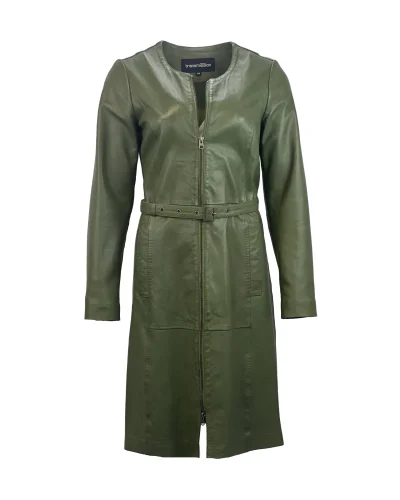 Groene Leren dames Jurk  100% echt Leer- Sabia
