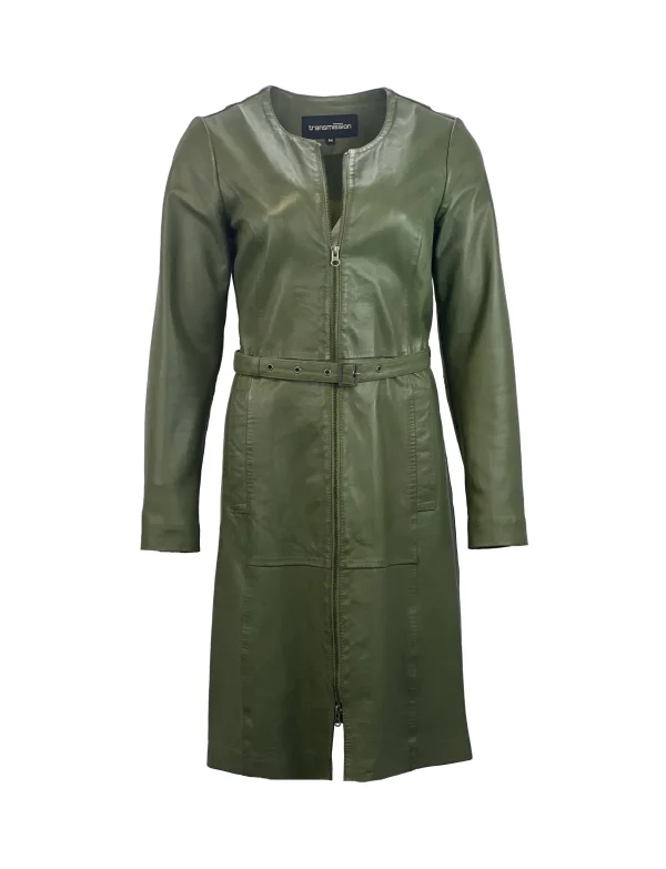 Groene Leren dames Jurk  100% echt Leer- Sabia