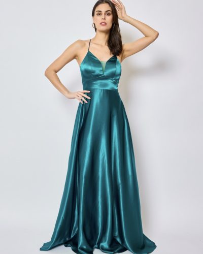 Glanzende groene galajurk – Bellamy - bestel bij BK Leder Glanzende groene galajurk - Bellamy