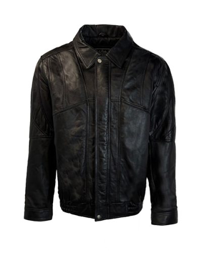 Zwarte Leren heren jas  Black basic - 100% echt leer- petro