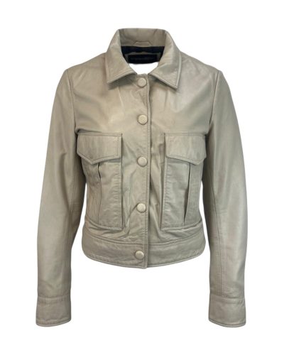 Dames korte echte beige leren jas – Quinn - bestel bij BK Leder Dames korte echte beige leren jas – Quinn