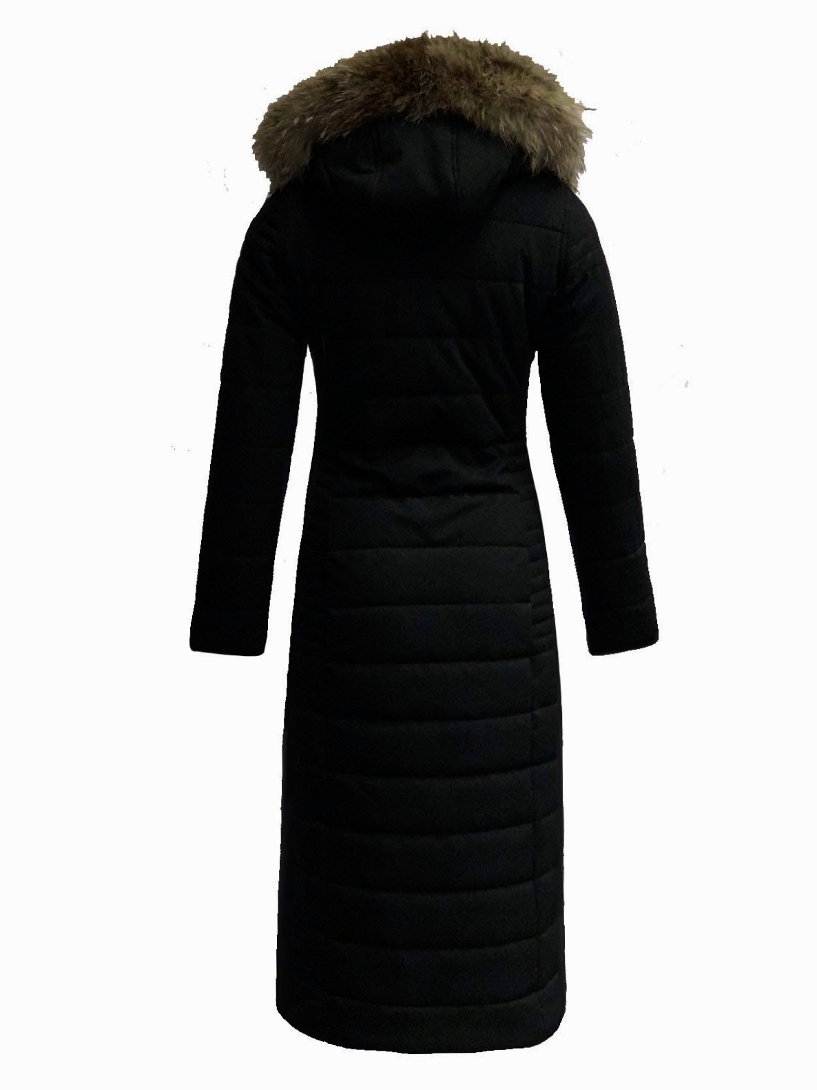 Onhandig afstuderen markeerstift Lange gewatteerde winterjas voor dames met bontkraag zwart-Moskow – BK Leder