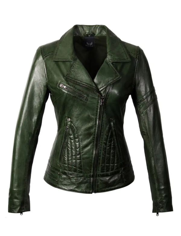 Biker leren lams jas groen rano