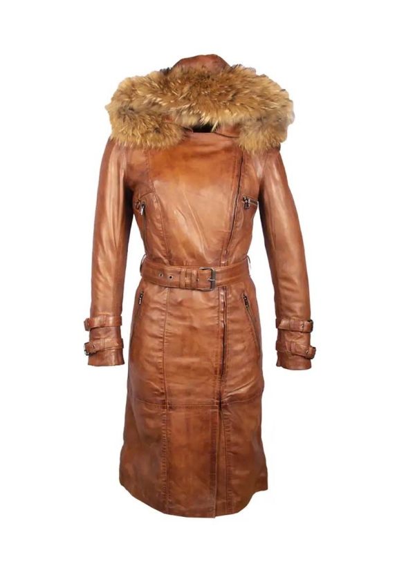 Parka leren dames jas cognac - Mantella