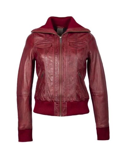 Leren bomber dames jas rood bomberdina
