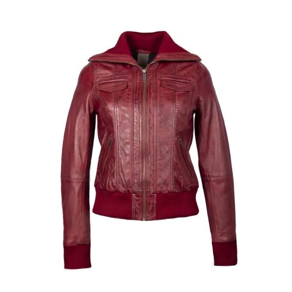 Leren bomber dames jas rood bomberdina