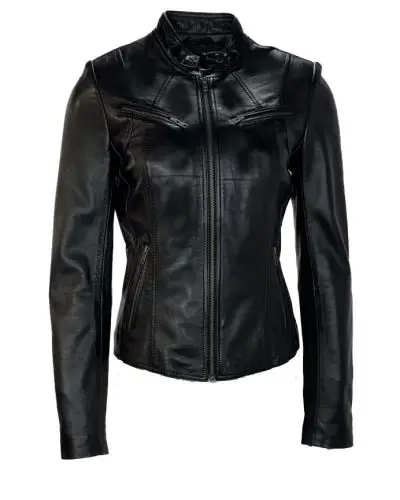 Leren kort zwart biker dames jas - salena