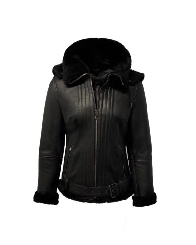 Zwart leren lammy coat dames-Lamyto