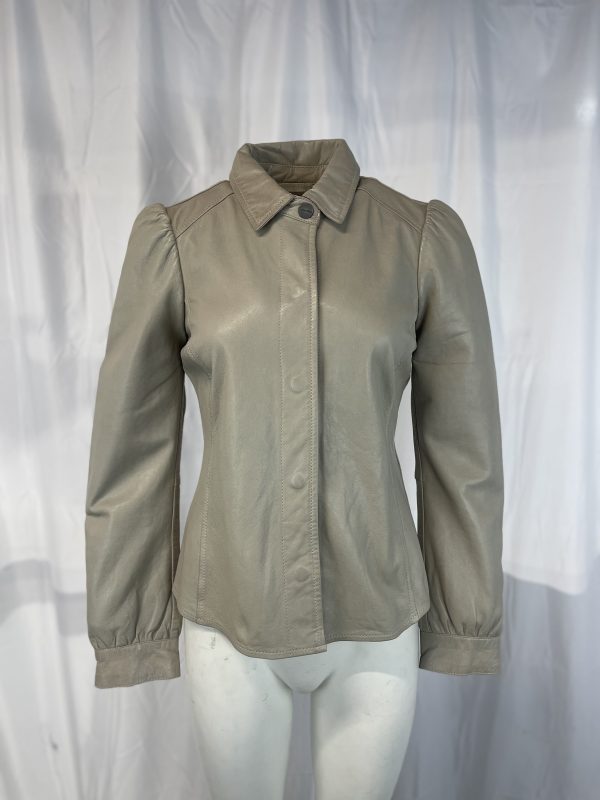 Dames Crème Leren Blouse - Sevilla