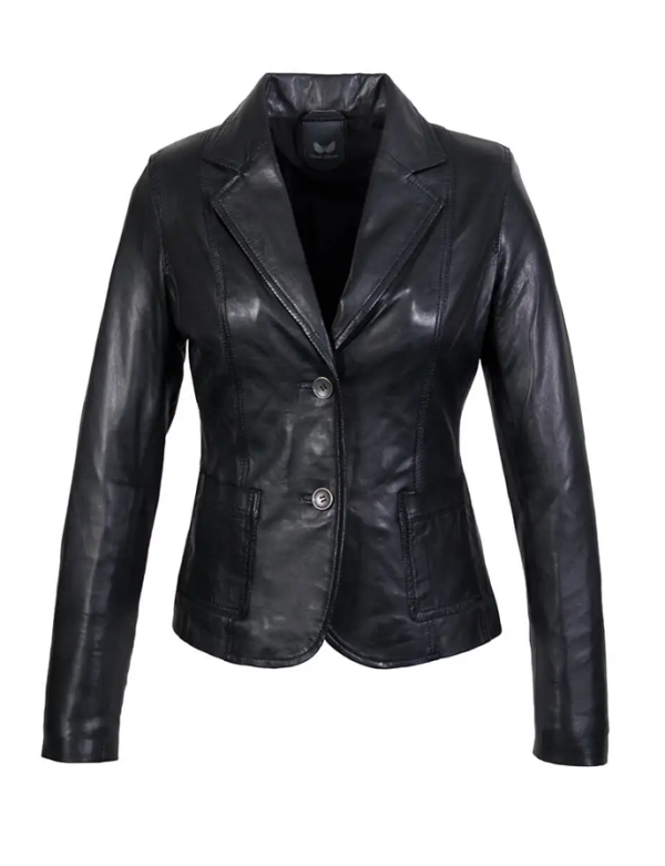 DAMES LEREN BLAZER ZWART 100 procent lams leren-Kolberta
