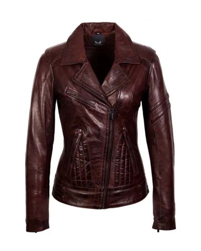 Biker leren lams jas bruin rano