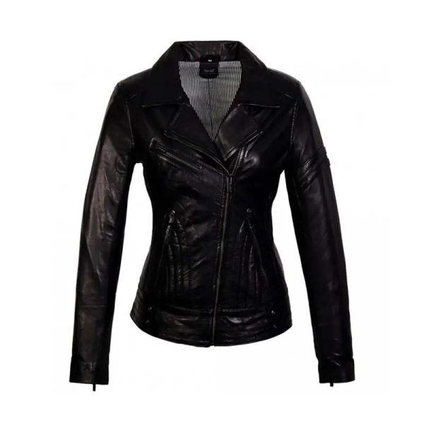 Biker leren lams jas zwart rano