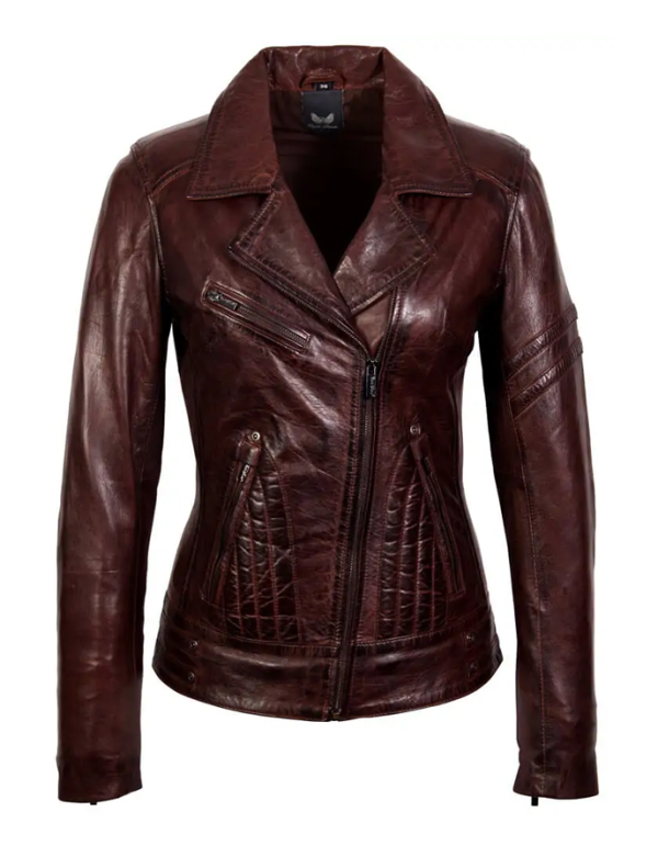 Biker leren lams jas bruin rano