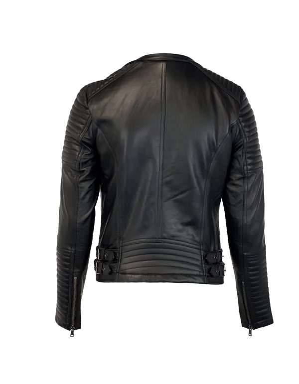 Zwart leren bikerjack dames -Italiana - Afbeelding 2
