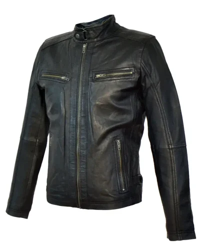 Heren leren pilootjas zwart-Malono