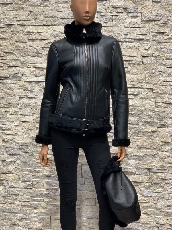 Zwart leren luxury lammy coat dames bestellen - BK Leder