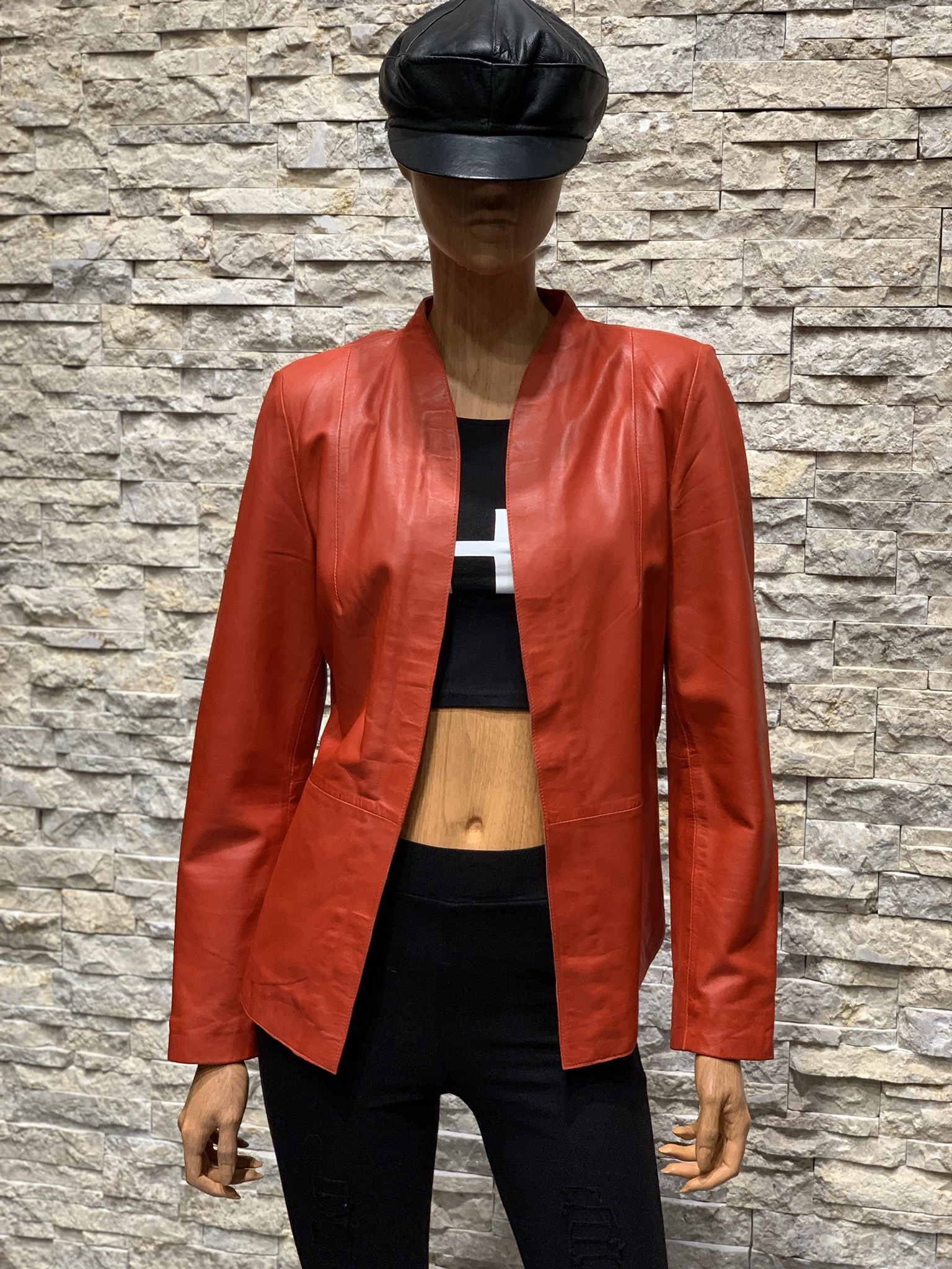 Huis Malen heerser Dames rode leren zomerjas -Mona – BK Leder