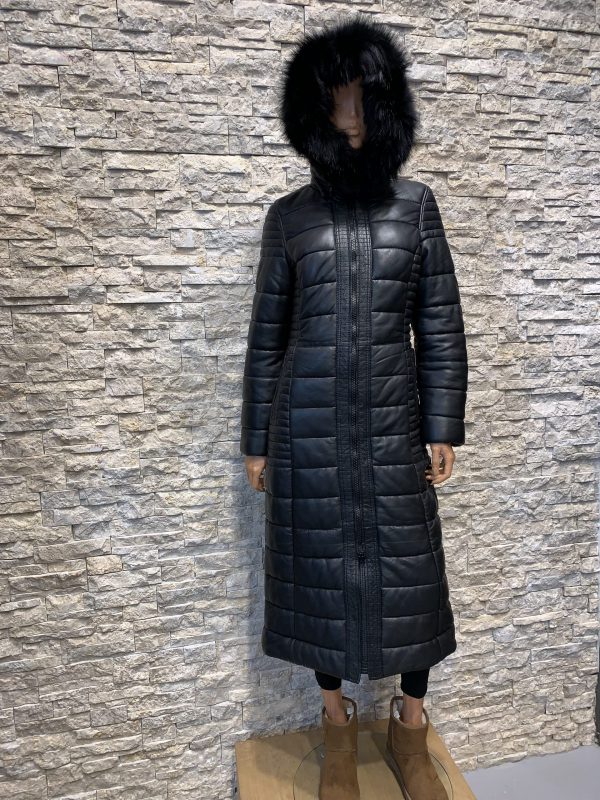 Zwarte langer winter dames jas- Dakota bestellen - BK Leder