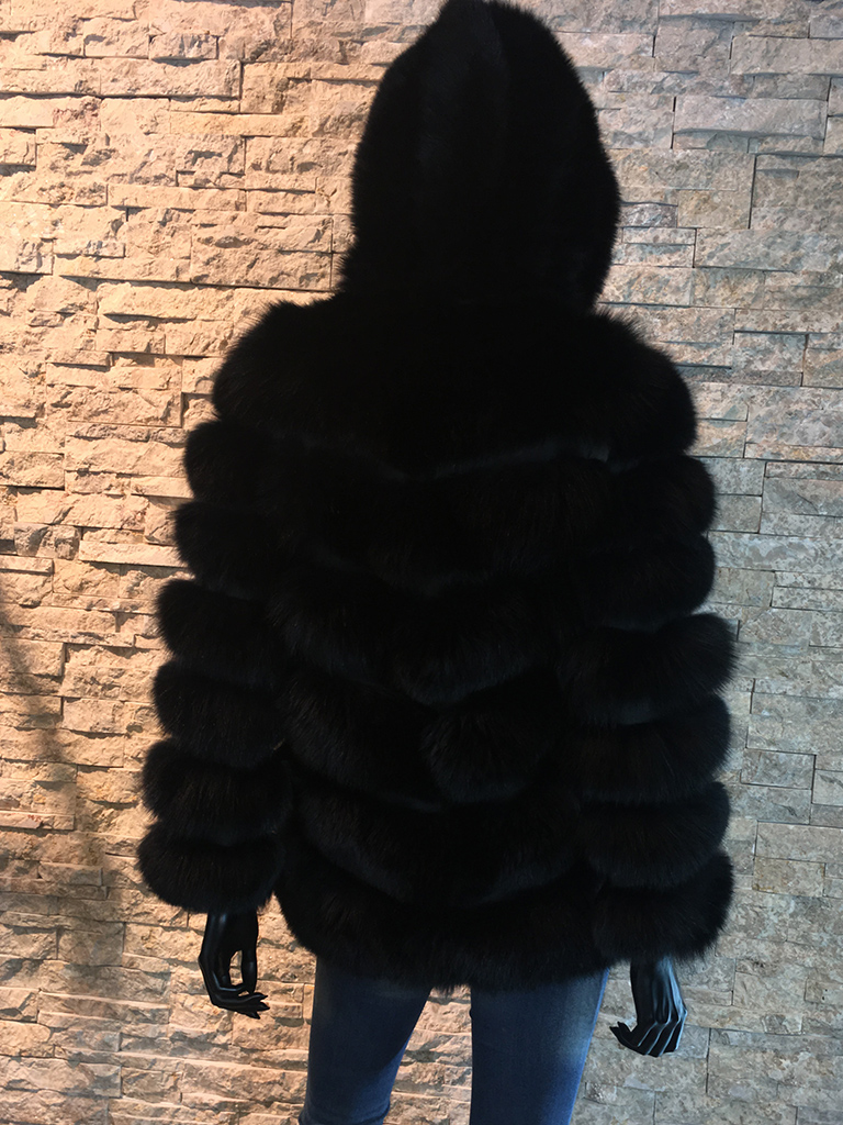 bodem Bloemlezing Tien Dames bontjas zwart met afneembaar capuchon – BK Leder