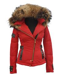Rood Rechthoek hypotheek Italiaanse Winter jas met bontkraag voor Dames - Italia-rood – BK Leder