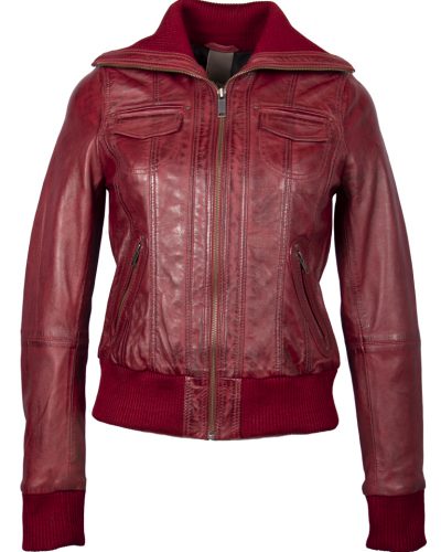 Leren bomber dames jas rood bomberdina