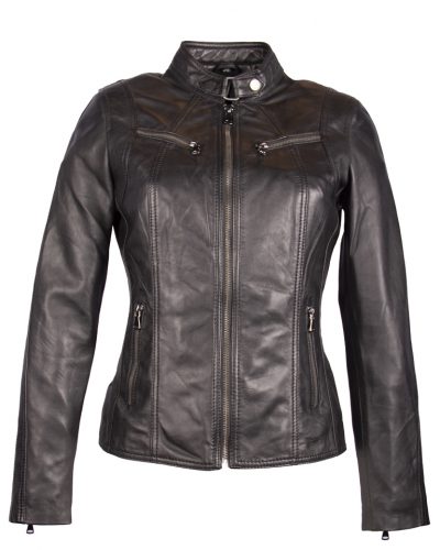 Leren kort zwart biker dames jas – salena bestellen - BK Leder