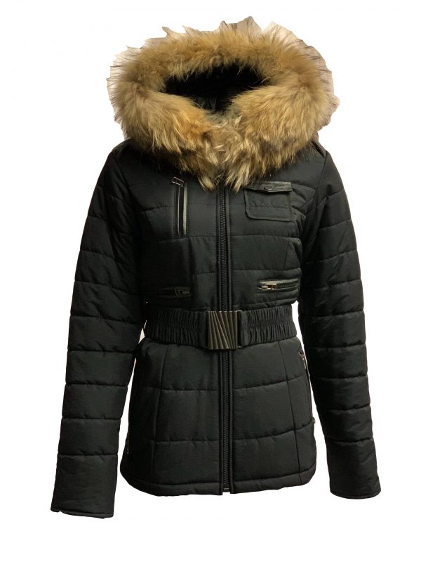 Winter dames jas met bontkraag zwart Lucia bestellen - BK Leder