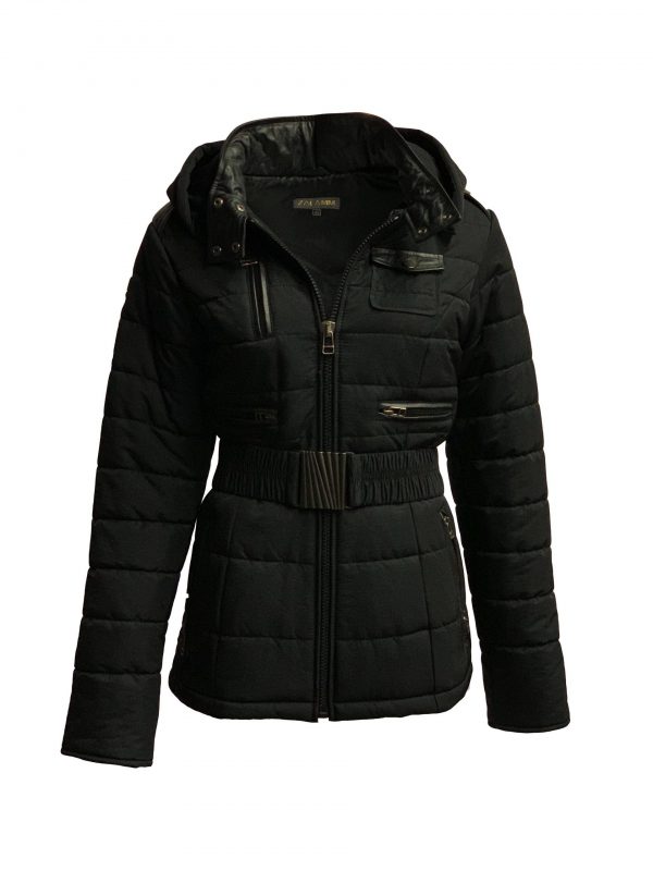 Winter dames jas met bontkraag zwart Lucia bestellen - BK Leder