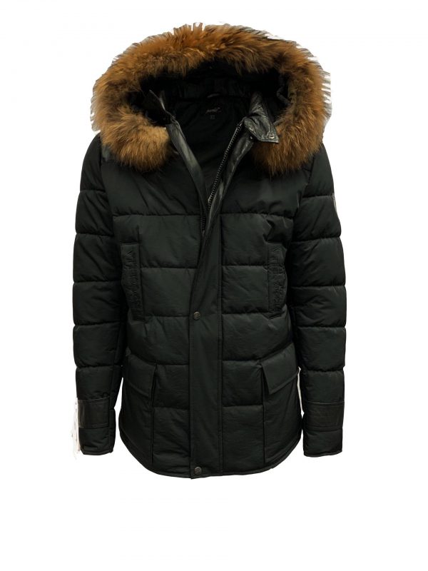 Heren jas zwart met bontkraag-Pariso bestellen - BK Leder