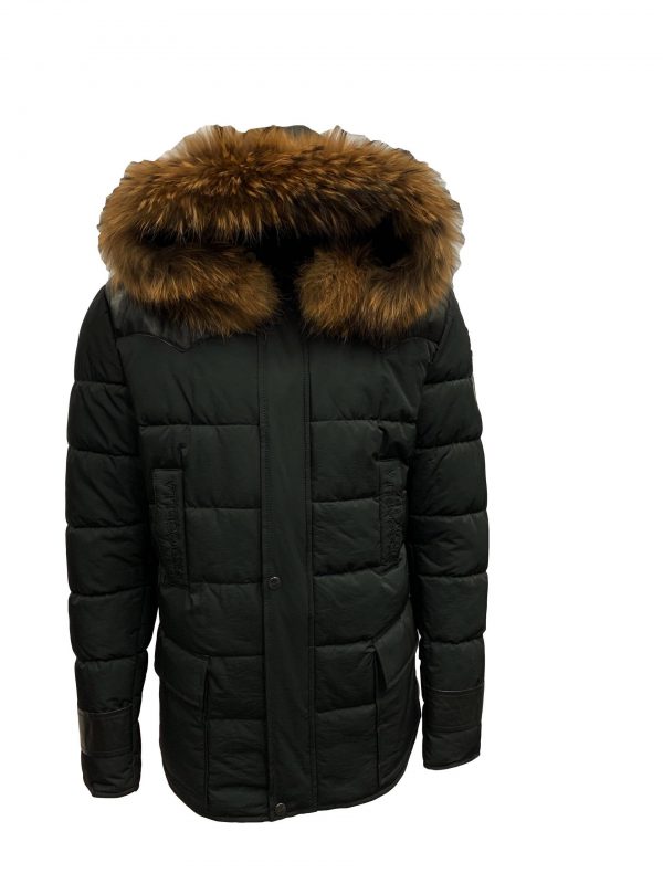 Heren jas zwart met bontkraag-Pariso bestellen - BK Leder