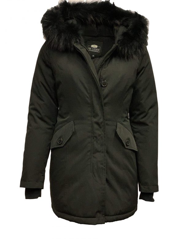 Winter dames jas met bontkraag zwart TT-canada bestellen - BK Leder