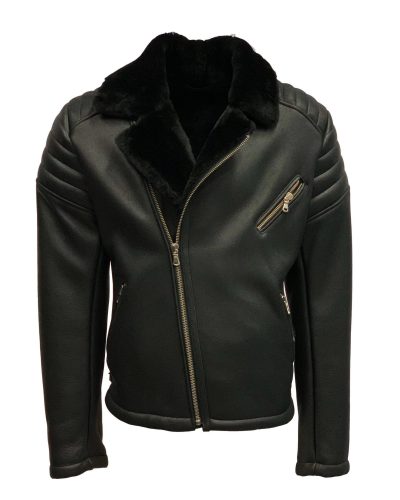 Heren echt lams lammy coat biker zwart – Marseille bestellen - BK Leder