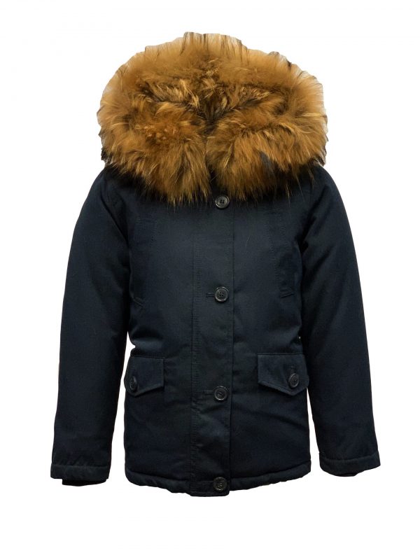 Meisjes jas met bontkraag  blauw bestellen - BK Leder