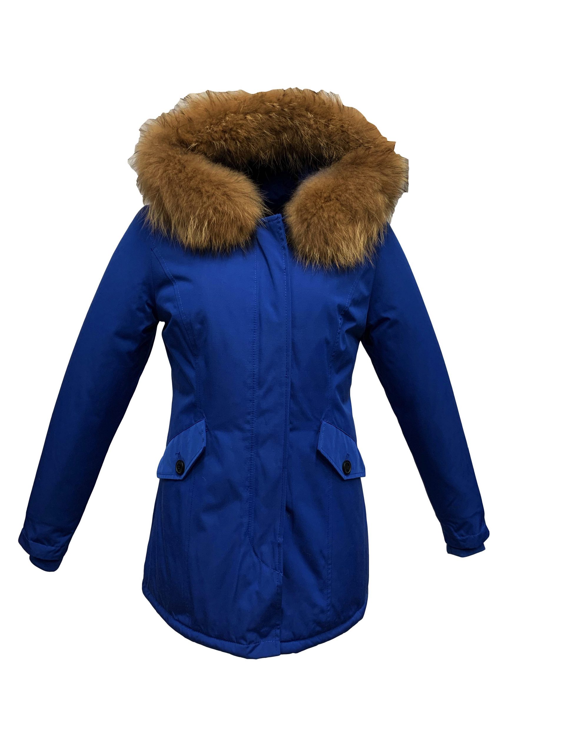 winter jas met bontkraag blauw- Canada – BK Leder