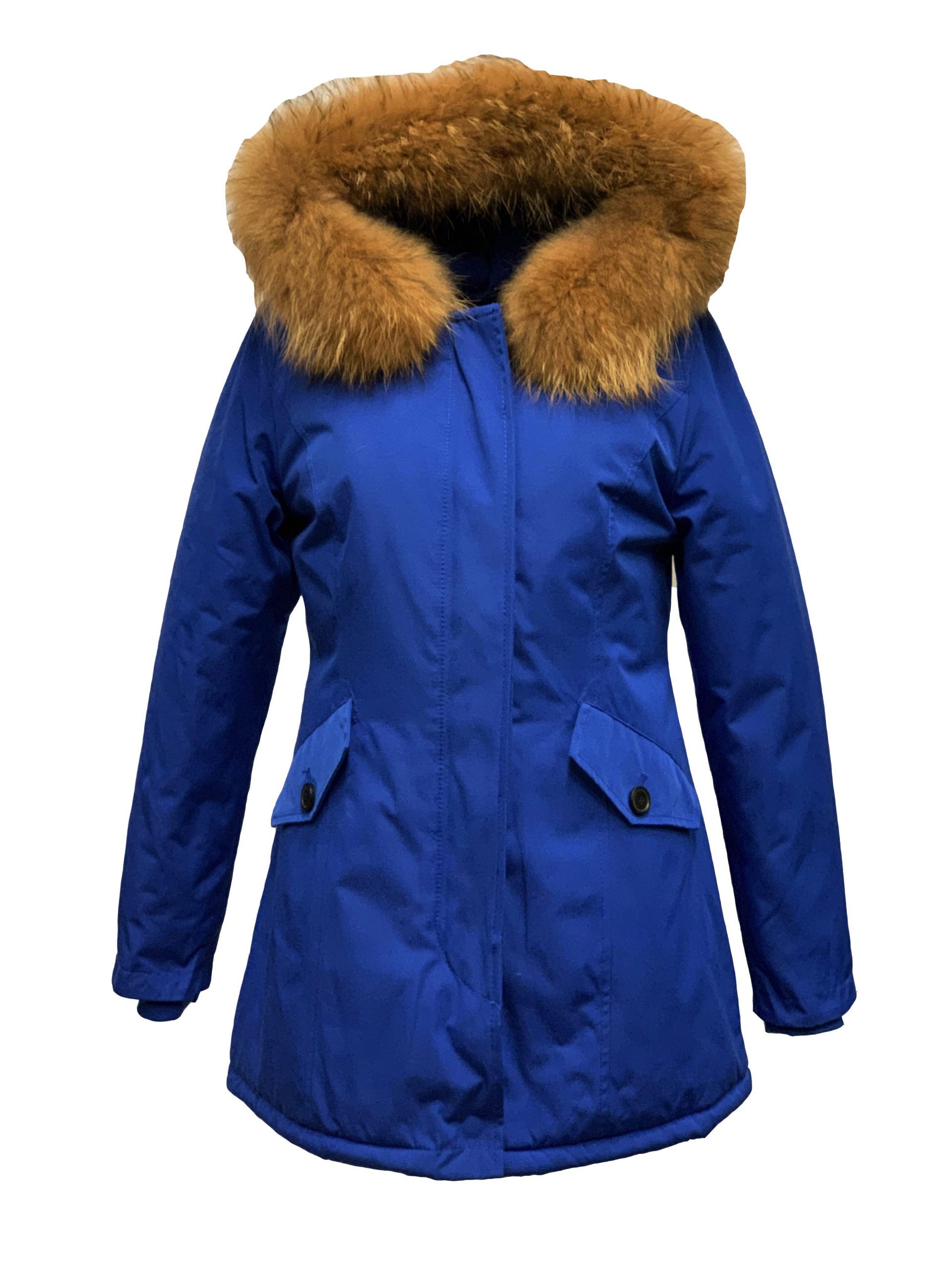 Dames winter jas met bontkraag blauw- Canada BK