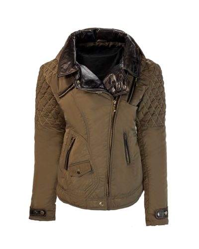 Dames jas met bontkraag camel -Venizia - bestel bij BK Leder Dames jas met bontkraag camel -Venizia