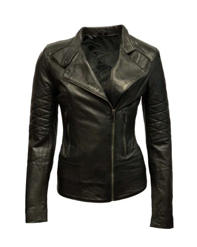 Leren kort dames jas zwart-marca
