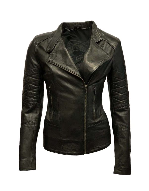 Leren kort dames jas zwart-marca