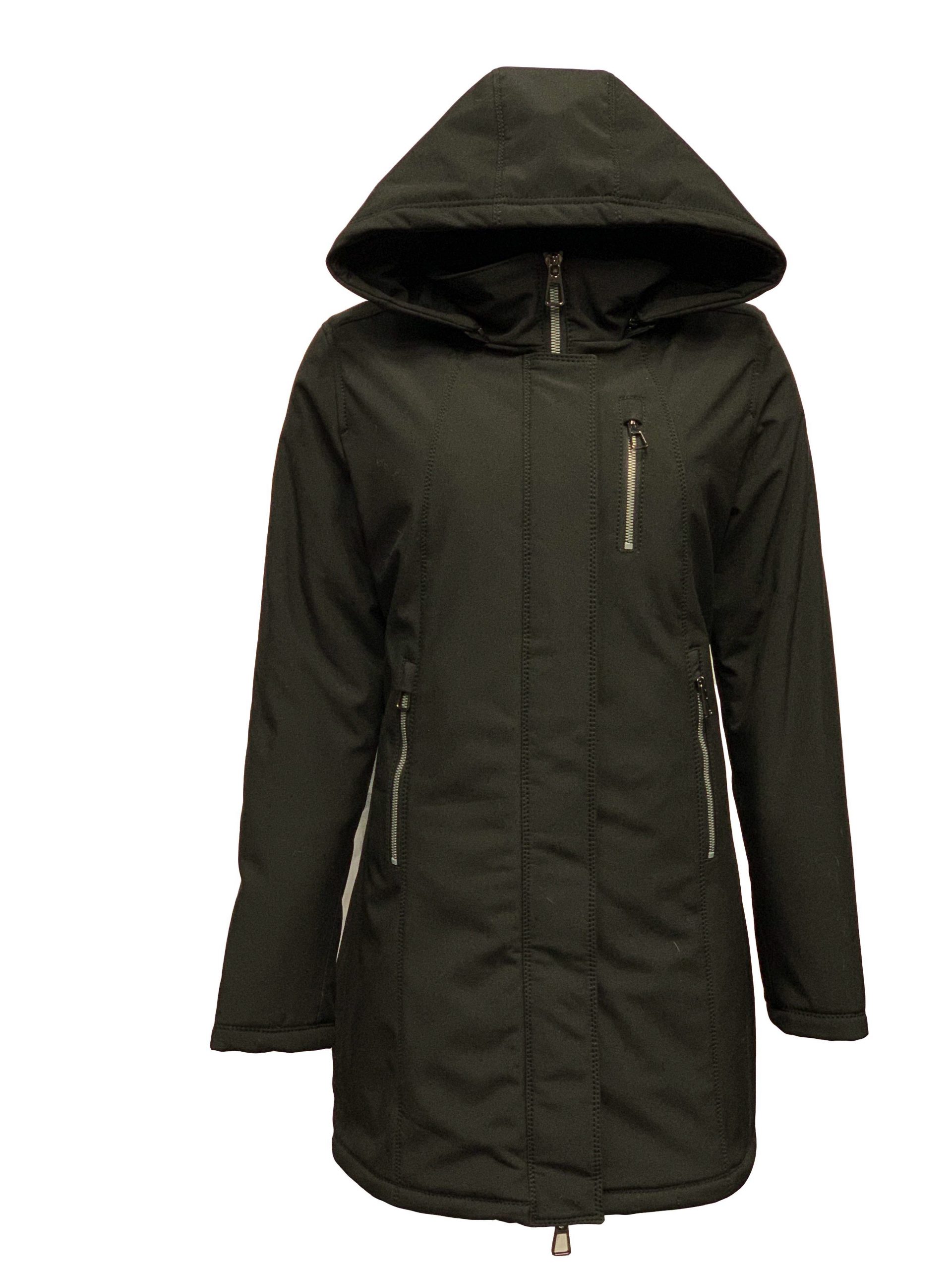Absoluut verkiezing staal Softshell jas dames zwart met bontkraag-Riza – BK Leder