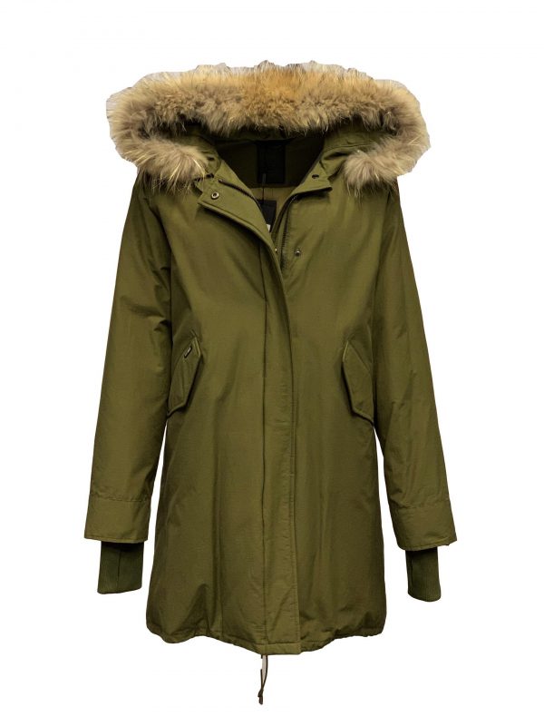 Dames jas met Bontkraag AirForce – Fishtail Army groen bestellen - BK Leder