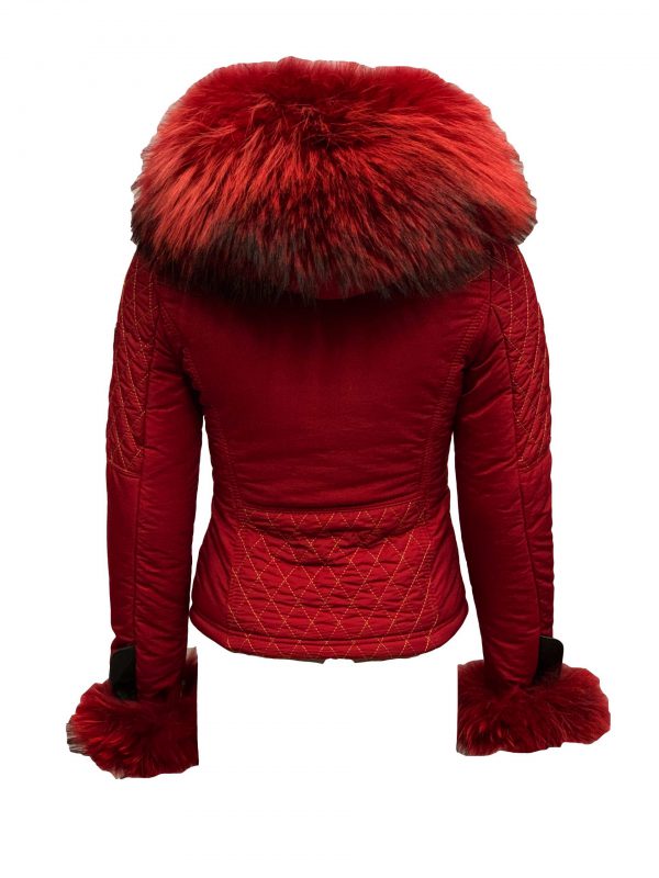 Dames jas met bontkraag rood -Alecantti bestellen - BK Leder