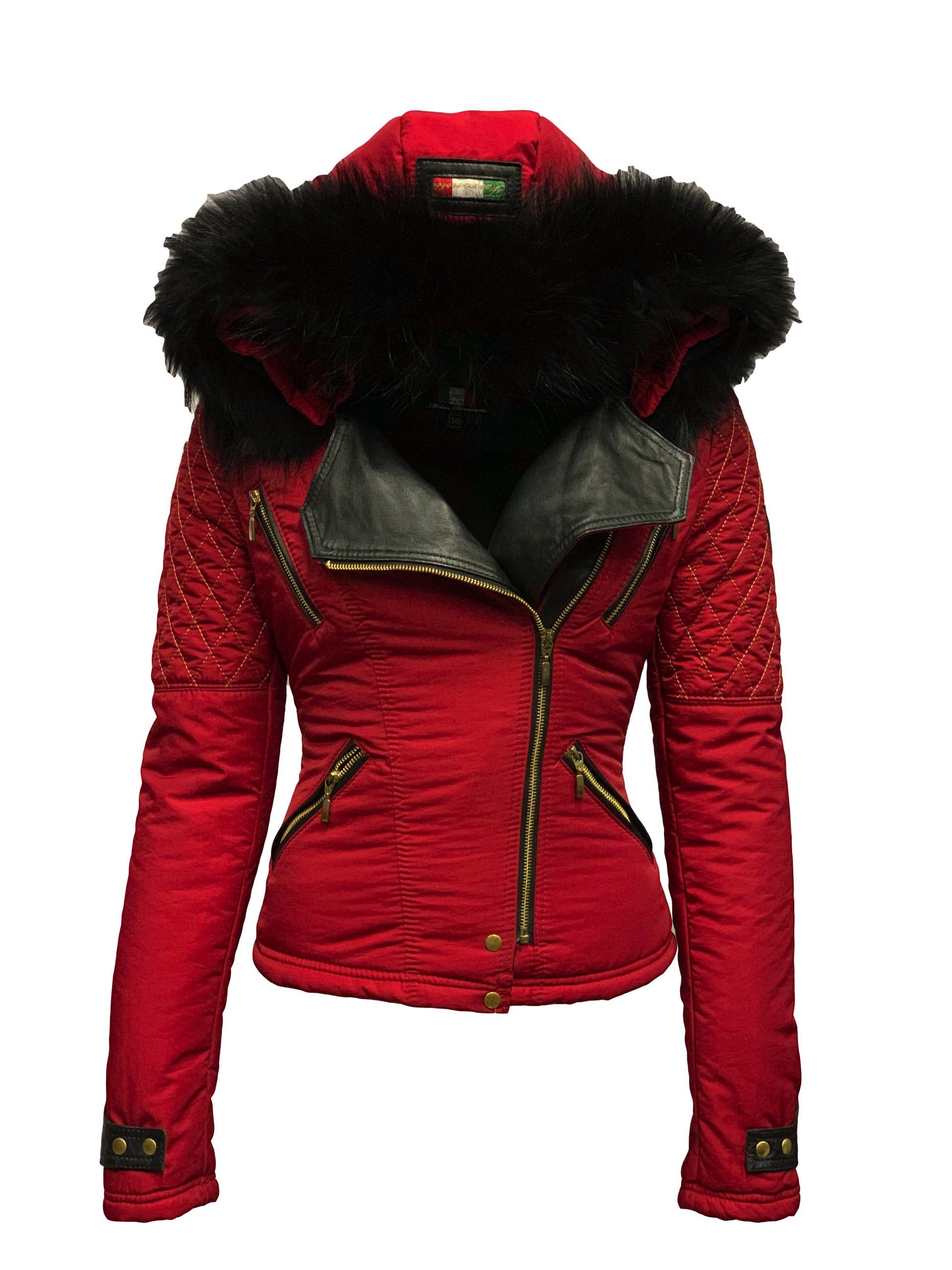 schroot Opera personeel Dames jas met bontkraag rood -Alecantti – BK Leder